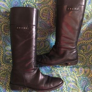 Black Celine Lambskin Leather Boots 8.5